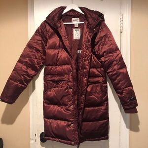 VFiles Long Bubble Coat, Oxblood Red